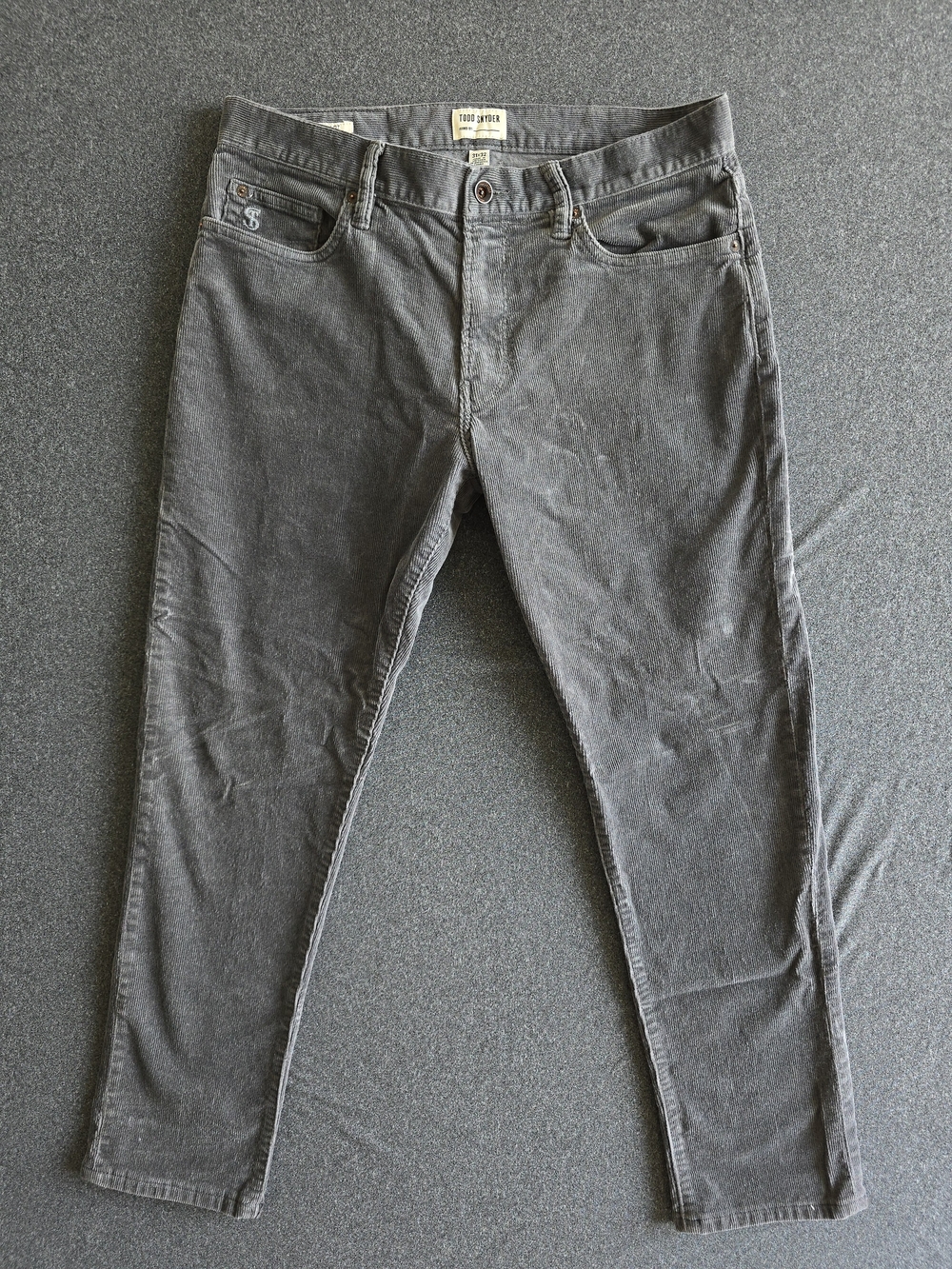Todd Snyder Italian Stretch Corduroy Pants Slim Fit Men’s Size 31 Gray Preppy